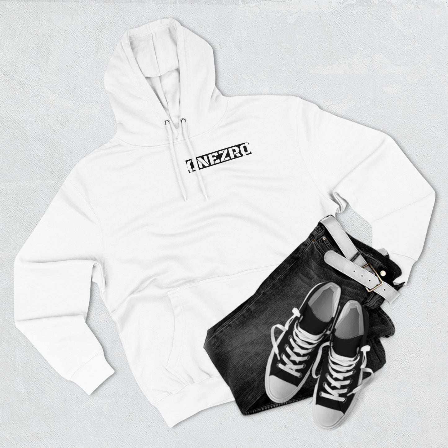 ØNEZRØ (White/Black BG Logo) Unisex Premium Pullover Hoodie