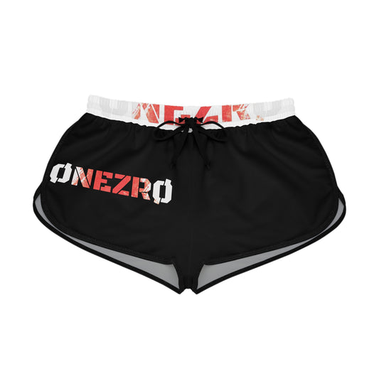 ØNEZRØ (White/Red Logo) Women's Relaxed Shorts