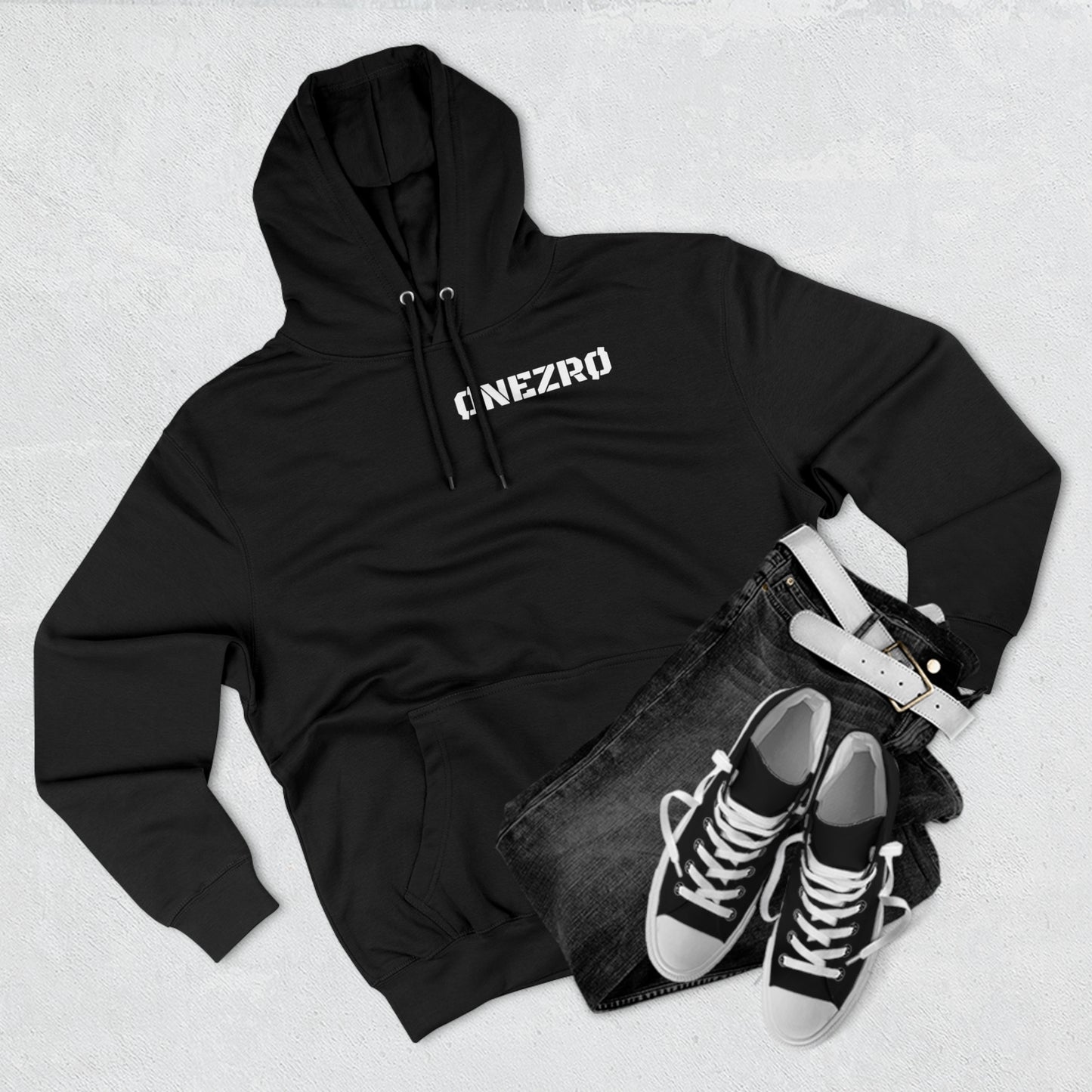 ØNEZRØ (White/Black BG Logo) Unisex Premium Pullover Hoodie