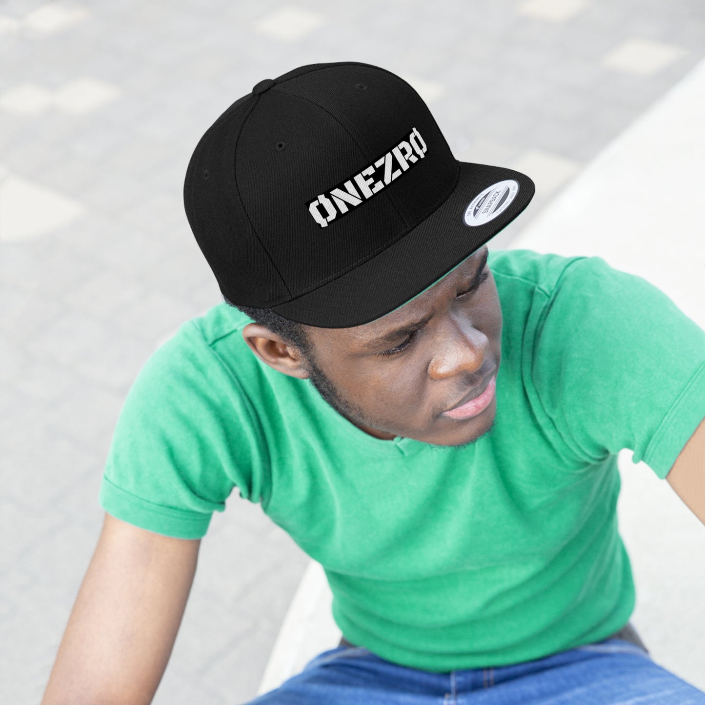 ØNEZRØ (White Logo) Unisex Flat Bill Hat